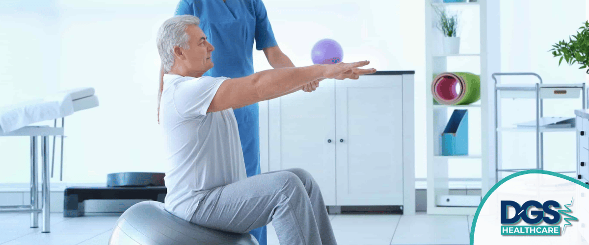 Patient exercising with a therapist