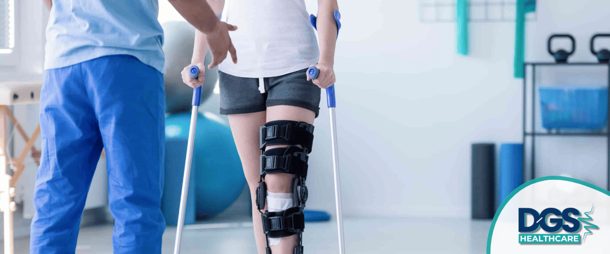 Person using crutches for support