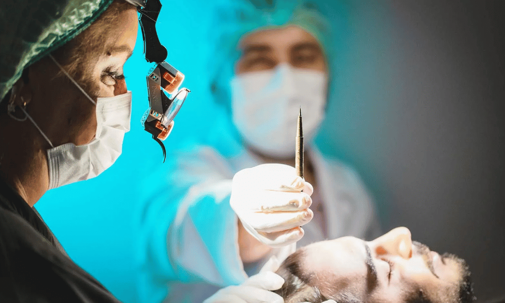 Medical procedure in a clinical setting.