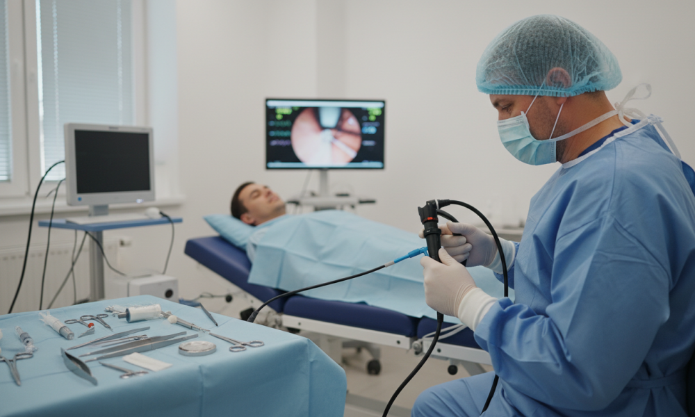 Cystoscopy and catheter insertion procedure