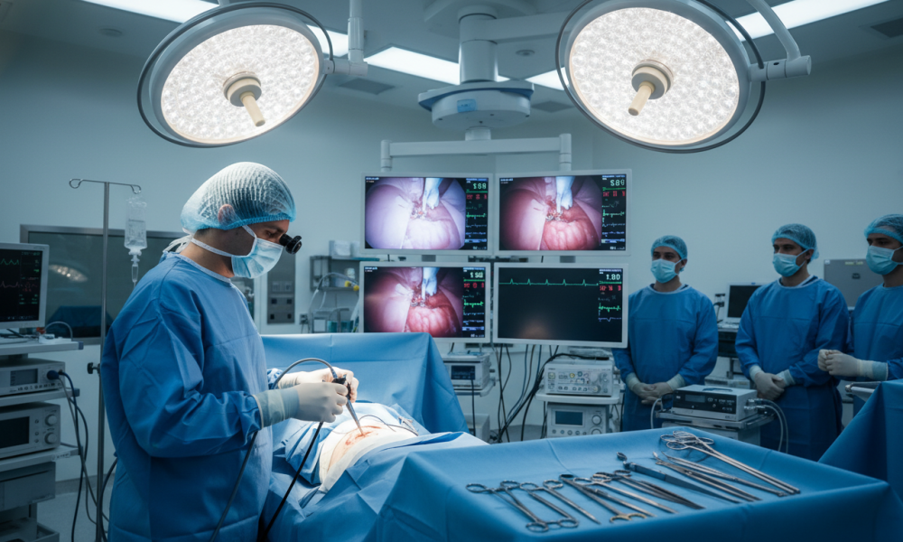 Laparoscopic technique and keyhole surgery in modern medical facilities