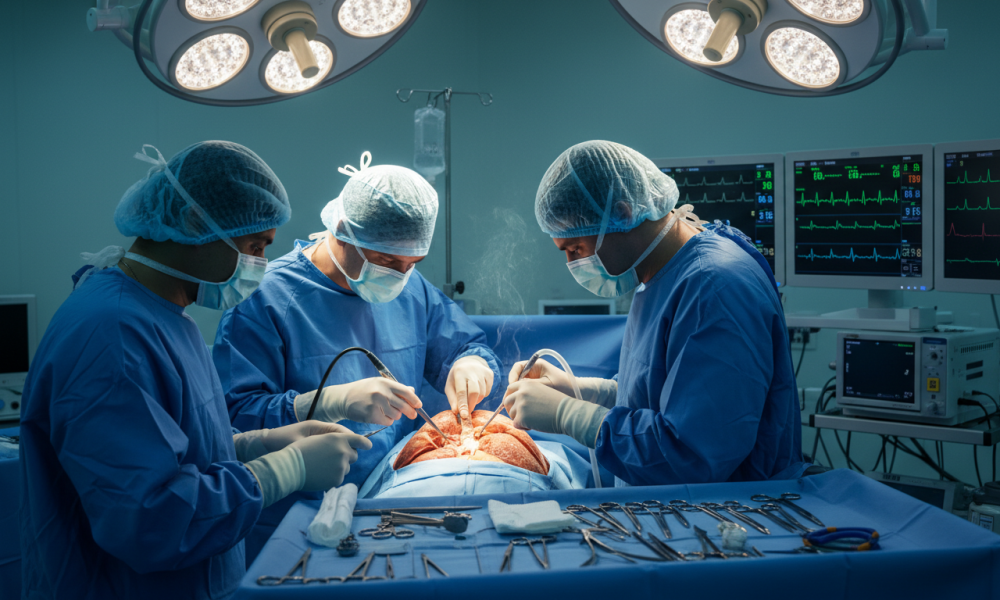 Surgical removal of bullae