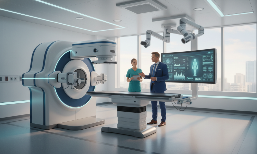 advanced radiotherapy technology in a modern hospital
