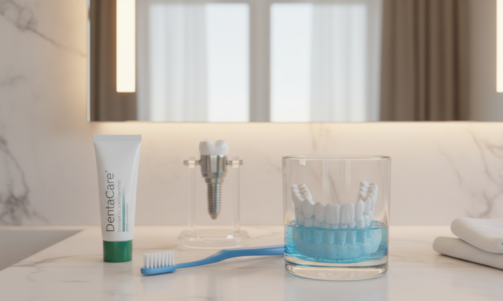 daily care for dentures and dental implants