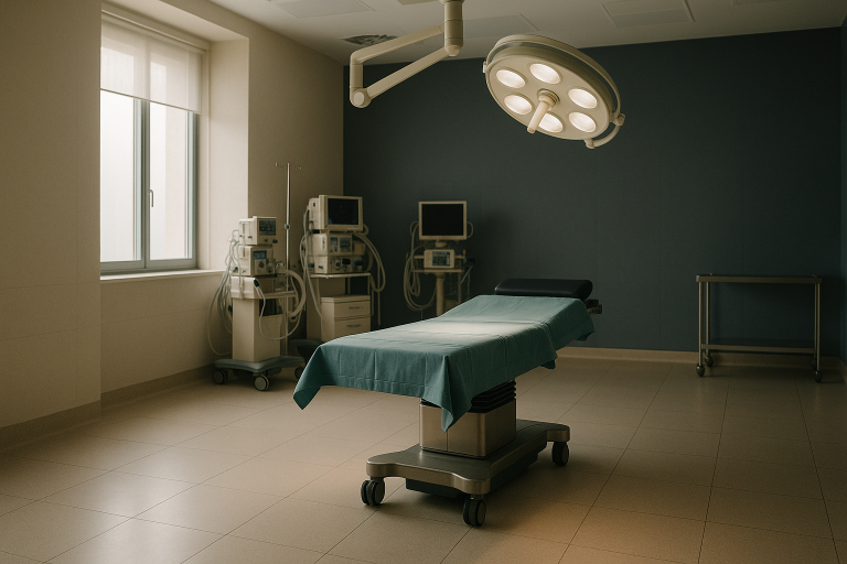 Operating theatre setup for bariatric surgery in Turkey with surgeons and equipment.