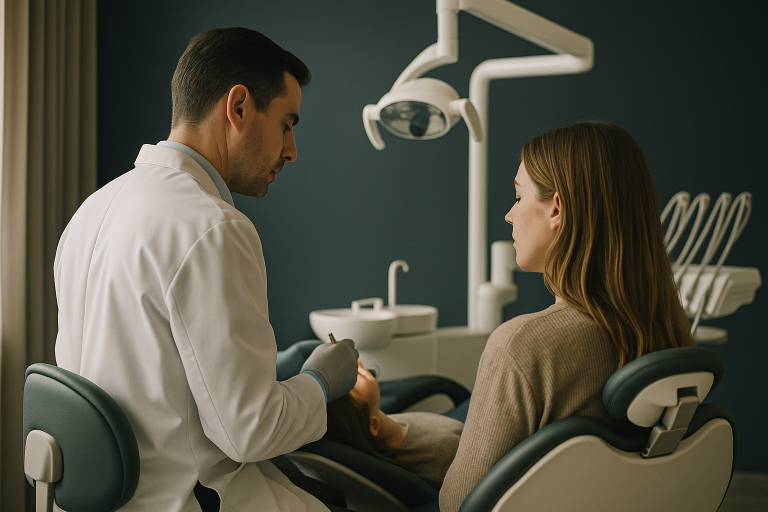 Modern dental clinic in Mexico City with patient receiving dental work.