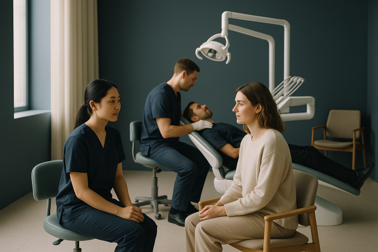 International dental clinic scene illustrating the best country for dental implants.