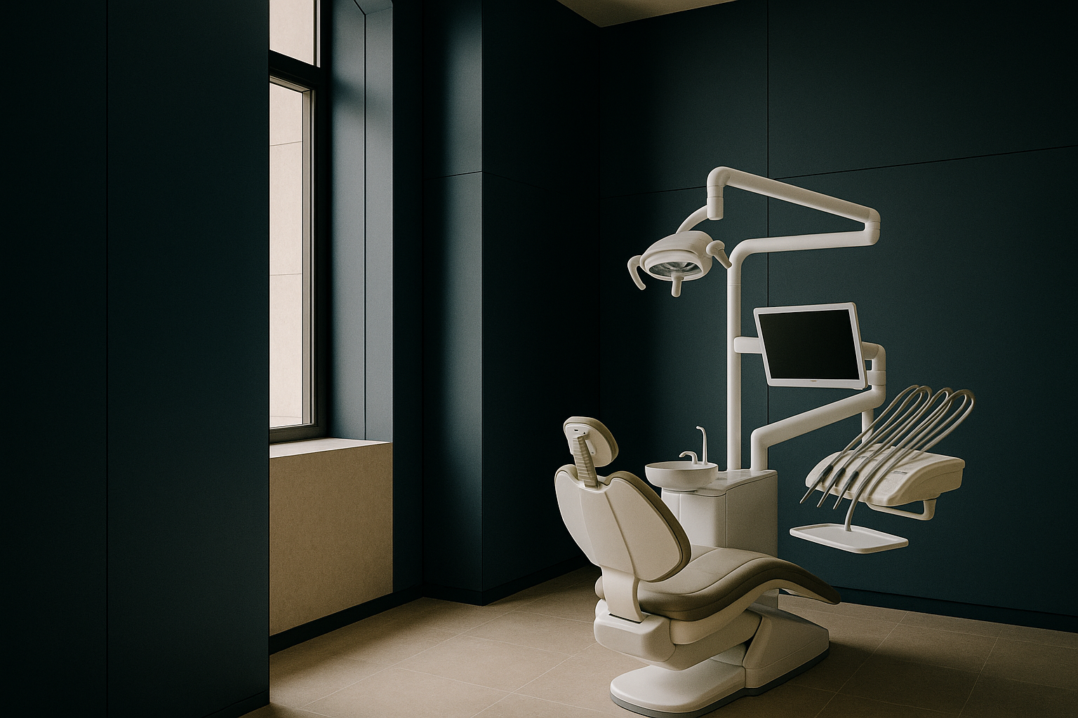 A modern dental clinic in Turkey with a dentist performing a dental implant procedure, illustrating the best dental implants in Turkey cost.