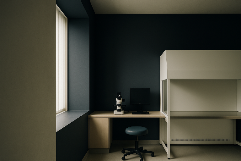 Advanced embryology lab in one of the best fertility clinics worldwide, showcasing modern IVF technology and specialists at work.