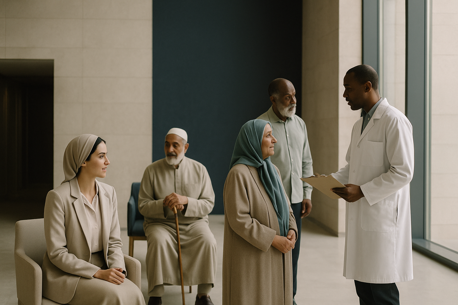 Patients discussing best hair implant options in a Turkish hospital.