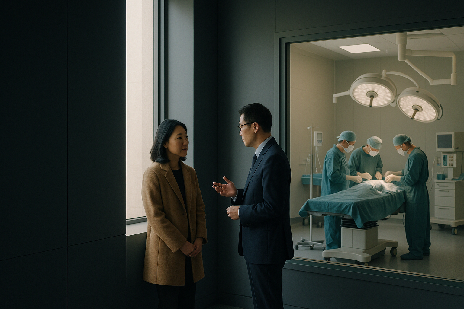 Best plastic surgeons in the world performing surgery in a modern operating theatre.