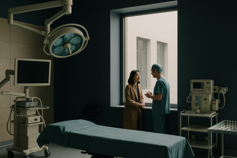 Operating theatre in Turkey prepared for blepharoplasty surgery
