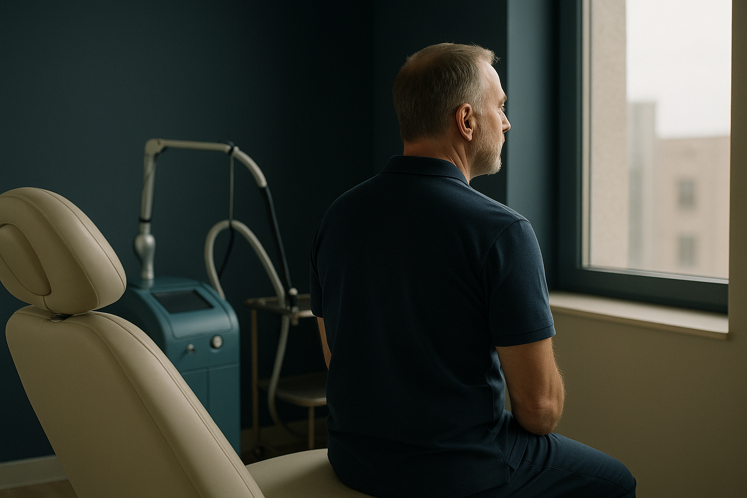 NeoGraft hair transplant consultation for Afro type hair in a modern clinic.