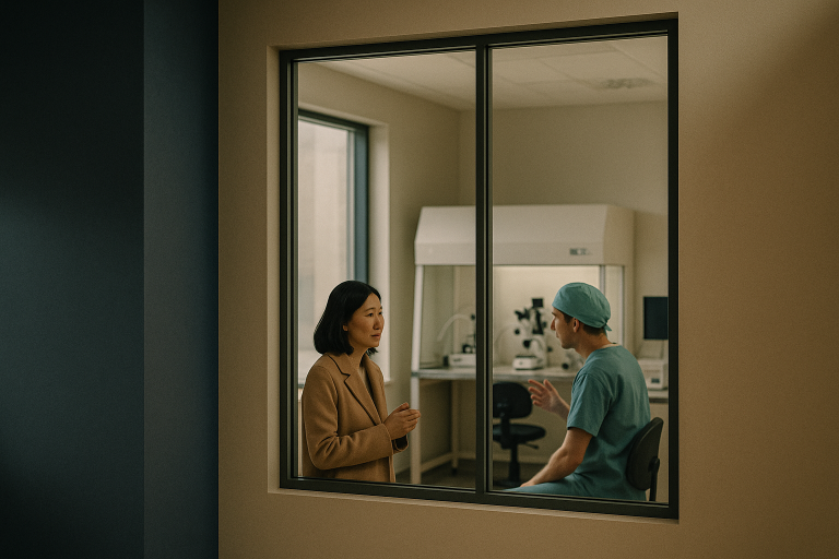 Embryologist in a modern lab conducting cheap in vitro fertilization procedures.