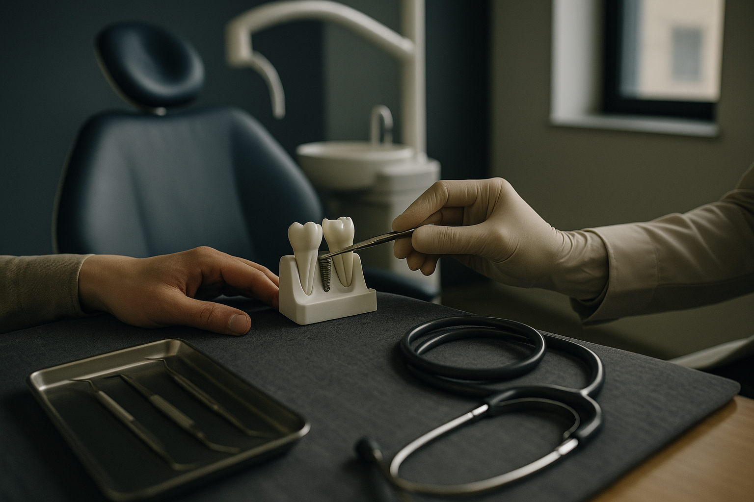Clear choice dental implants cost discussion in a modern dental clinic.