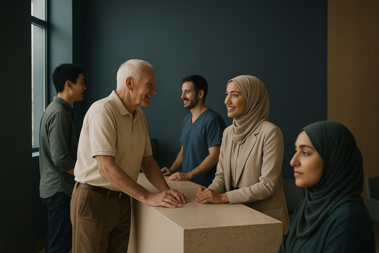 International patients in a Turkish clinic for hair transplant consultation