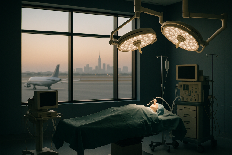 Surgeons performing closed rhinoplasty in Turkey's operating theatre.