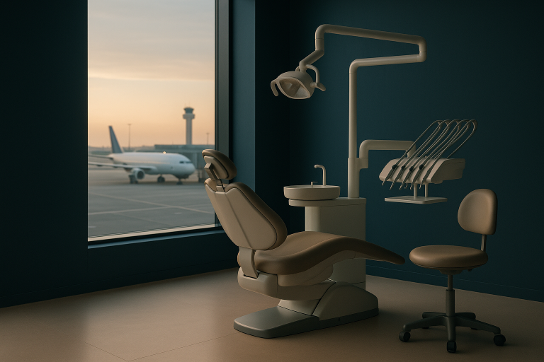 Dental care in Turkey: A modern dental clinic with advanced equipment and a professional dentist treating a patient.