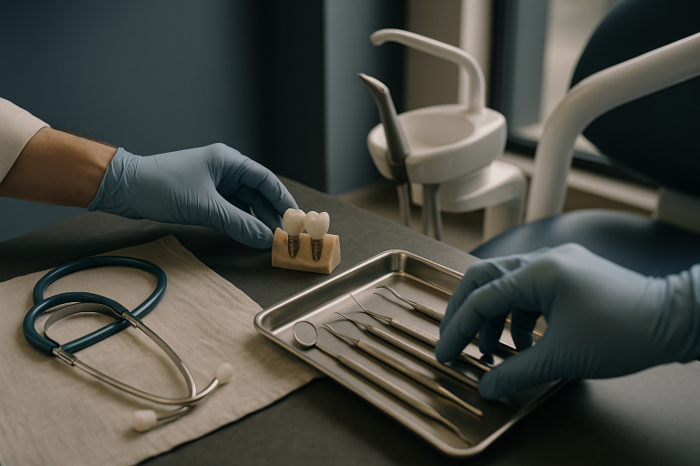 Dental implants Istanbul cost explained by a dentist in a modern dental clinic.
