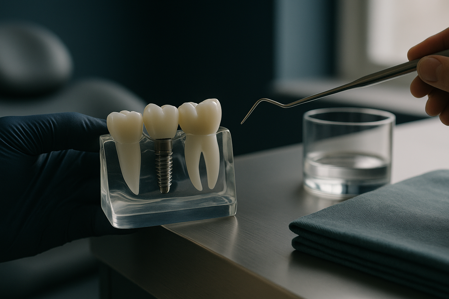 Dental implants price discussion in a modern dental clinic setting.