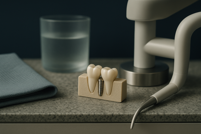 Dental implants in the USA procedure in a modern clinic.