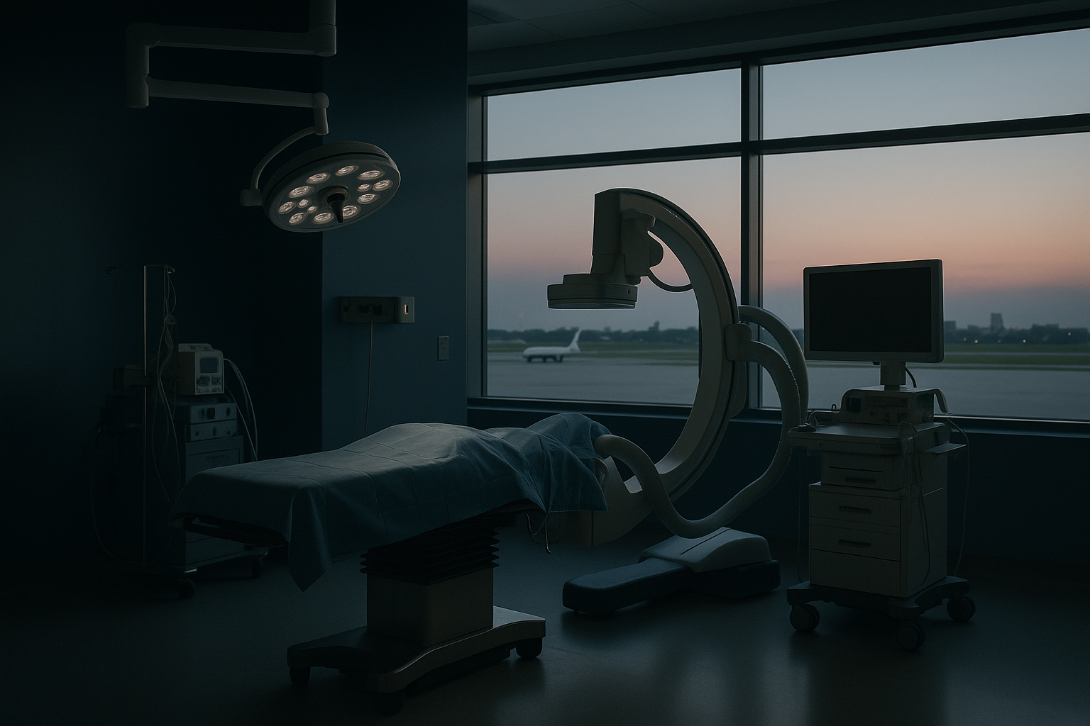 Direct implantation procedure in a modern operating theatre with advanced medical equipment.