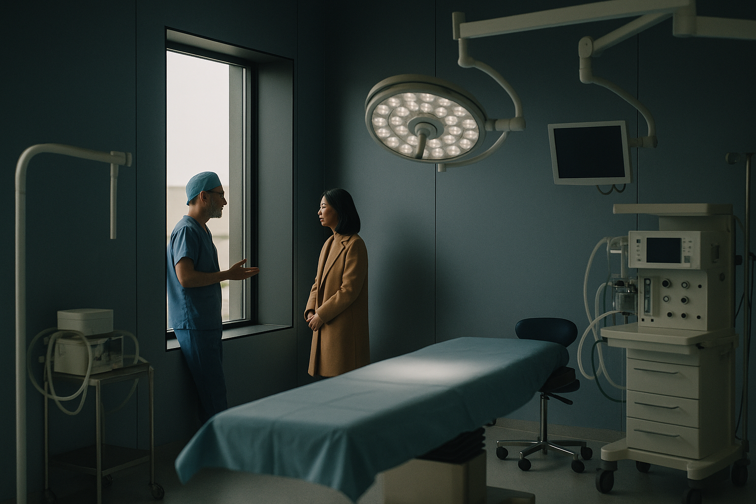 Operating theatre in Turkey during an ear surgery procedure, highlighting advanced medical equipment and a surgical team.
