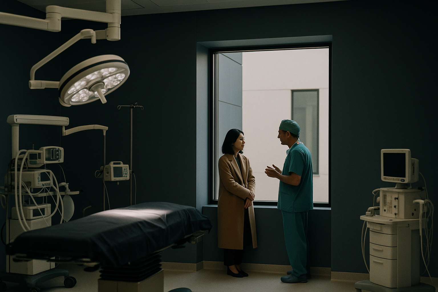 Operating theatre in Turkey preparing for a facelift, illustrating before and after transformation process.