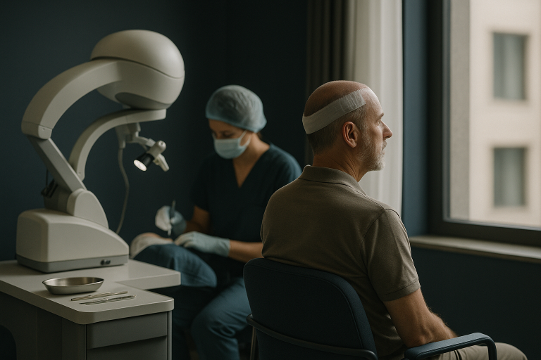 FUE hair transplant procedure in a modern Istanbul clinic