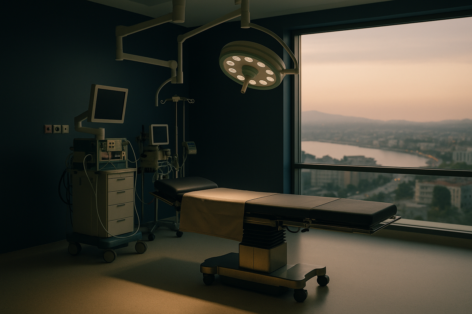 Gastric sleeve surgery in a Turkish hospital operating theatre with advanced equipment.