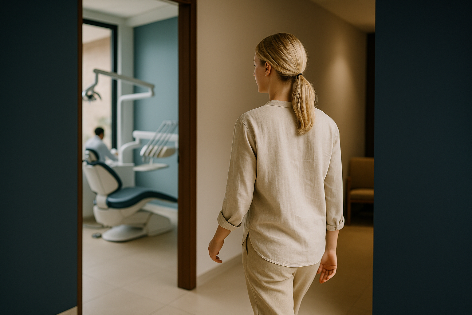 Modern dental clinic in Mexico with dentist and international patient.