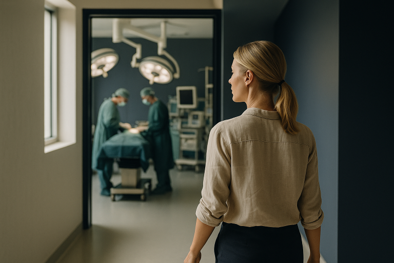 Surgeons preparing for gynecomastia surgery in a modern Turkish operating theatre.