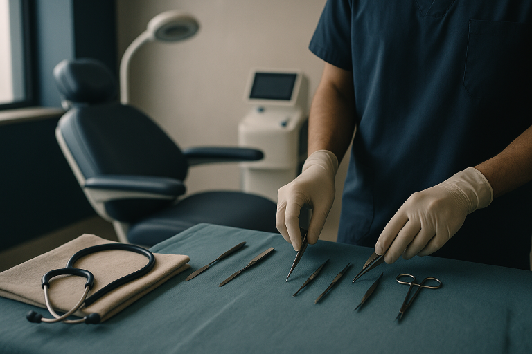Hair plugs procedure in a modern Istanbul clinic.