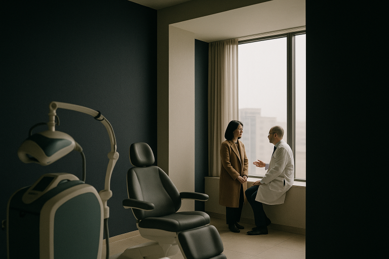 A hair restoration clinic consultation focusing on hair restoration cost and procedure.