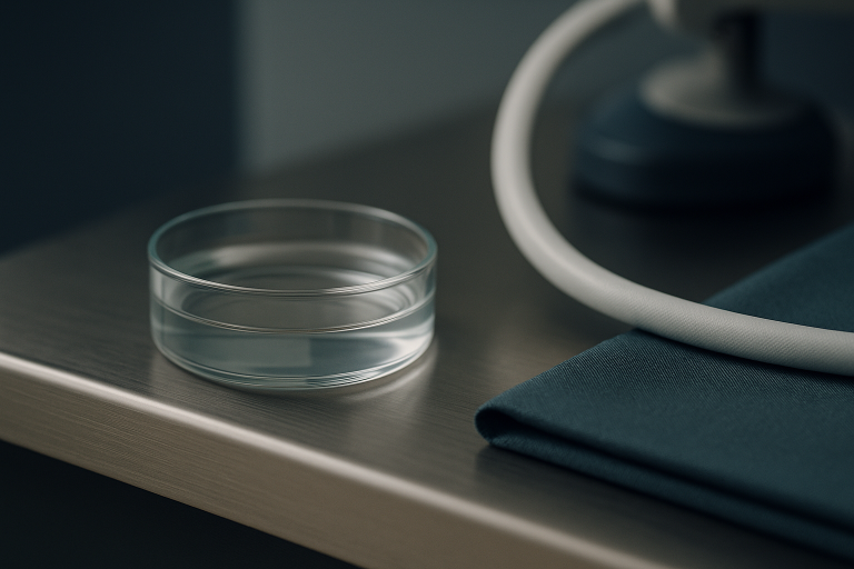 A hair transplant surgeon operating in a modern clinic