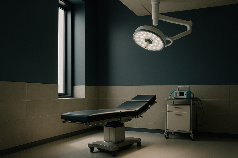 Operating theatre prepared for hairline lowering surgery cost analysis.