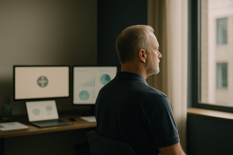 Healthcare branding strategies being analysed by a diverse team in a modern workspace.