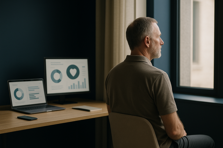 Healthcare branding strategies displayed in a modern executive workspace