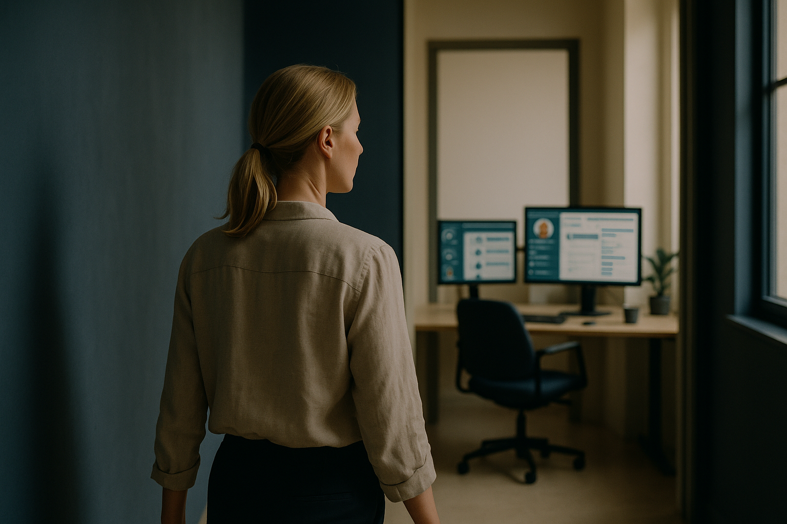 Healthcare call center companies software displayed in a modern executive workspace.