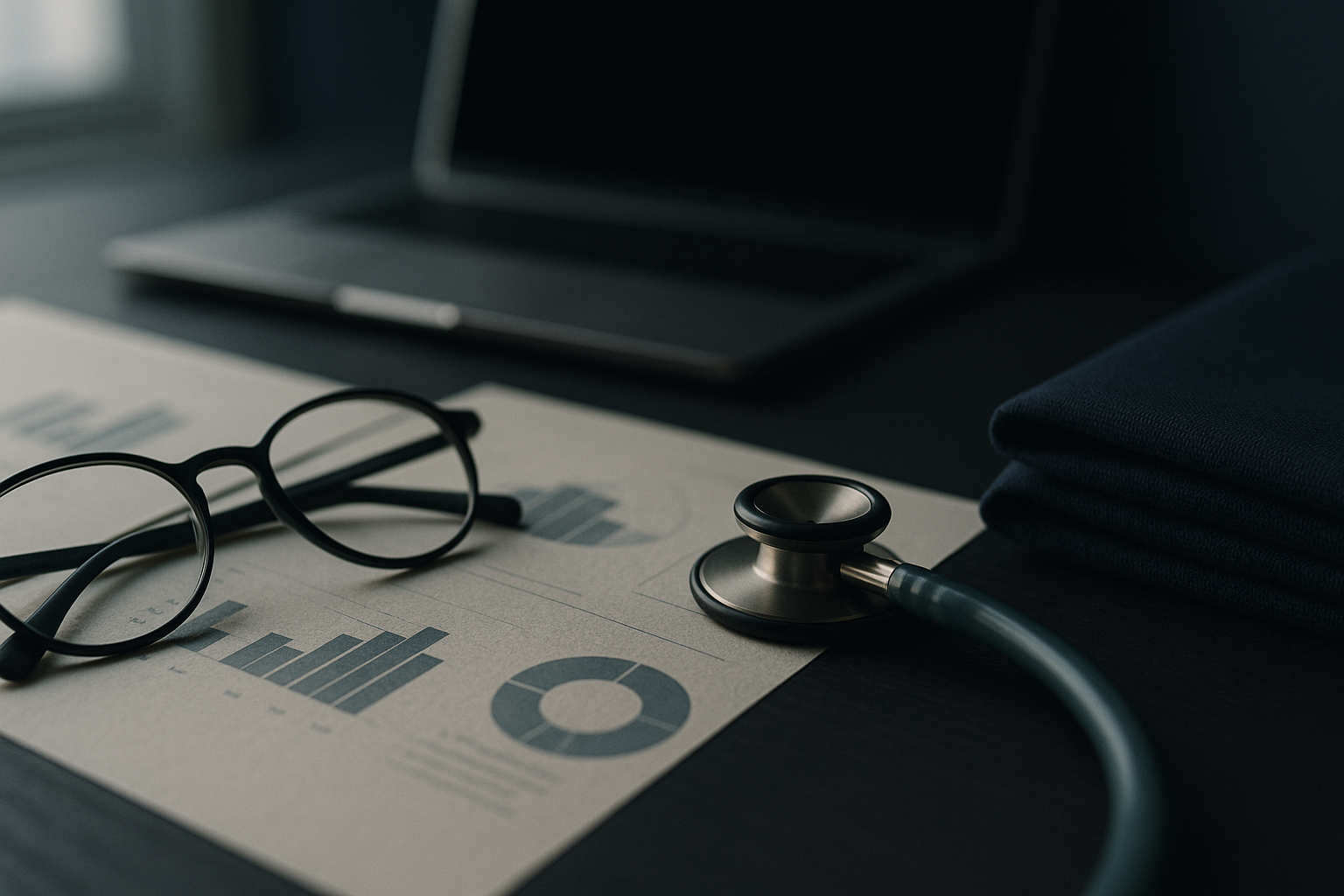 Modern executive workspace showcasing healthcare digital marketing strategies.