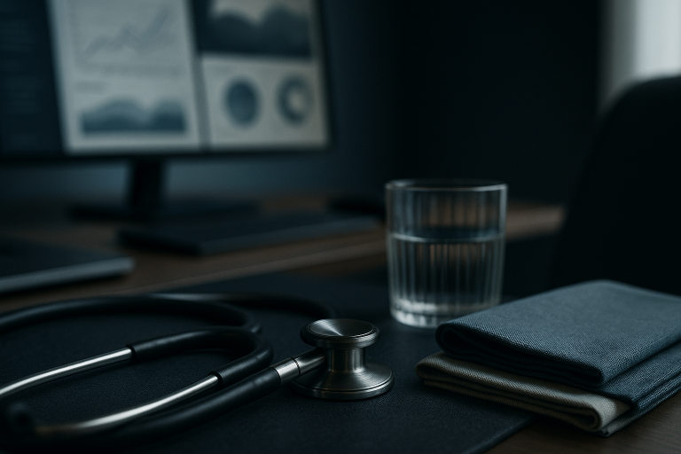 Healthcare SEO services meeting with executives analyzing digital marketing data on screens.