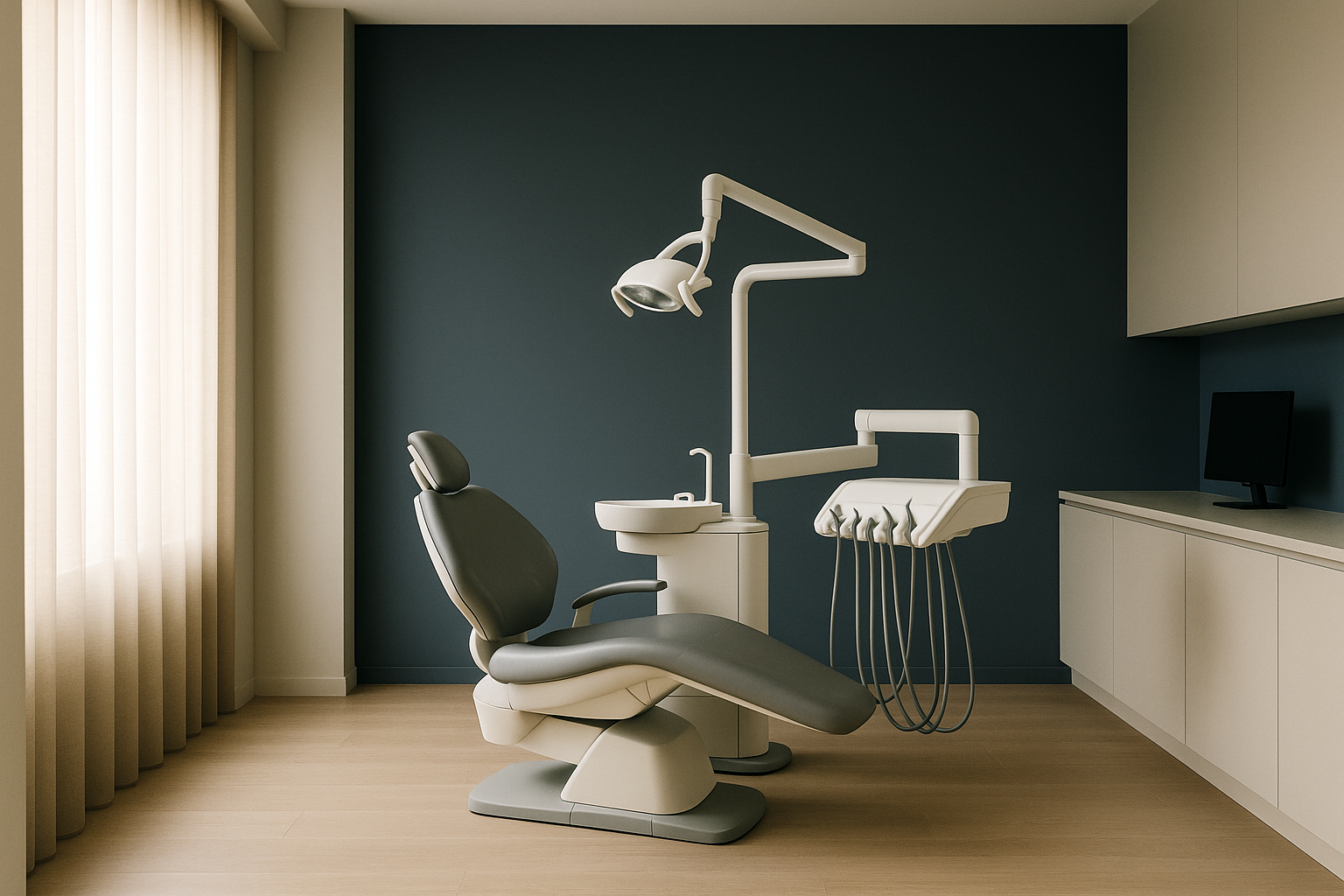 A dentist and patient discussing a Hollywood smile in an Istanbul clinic.