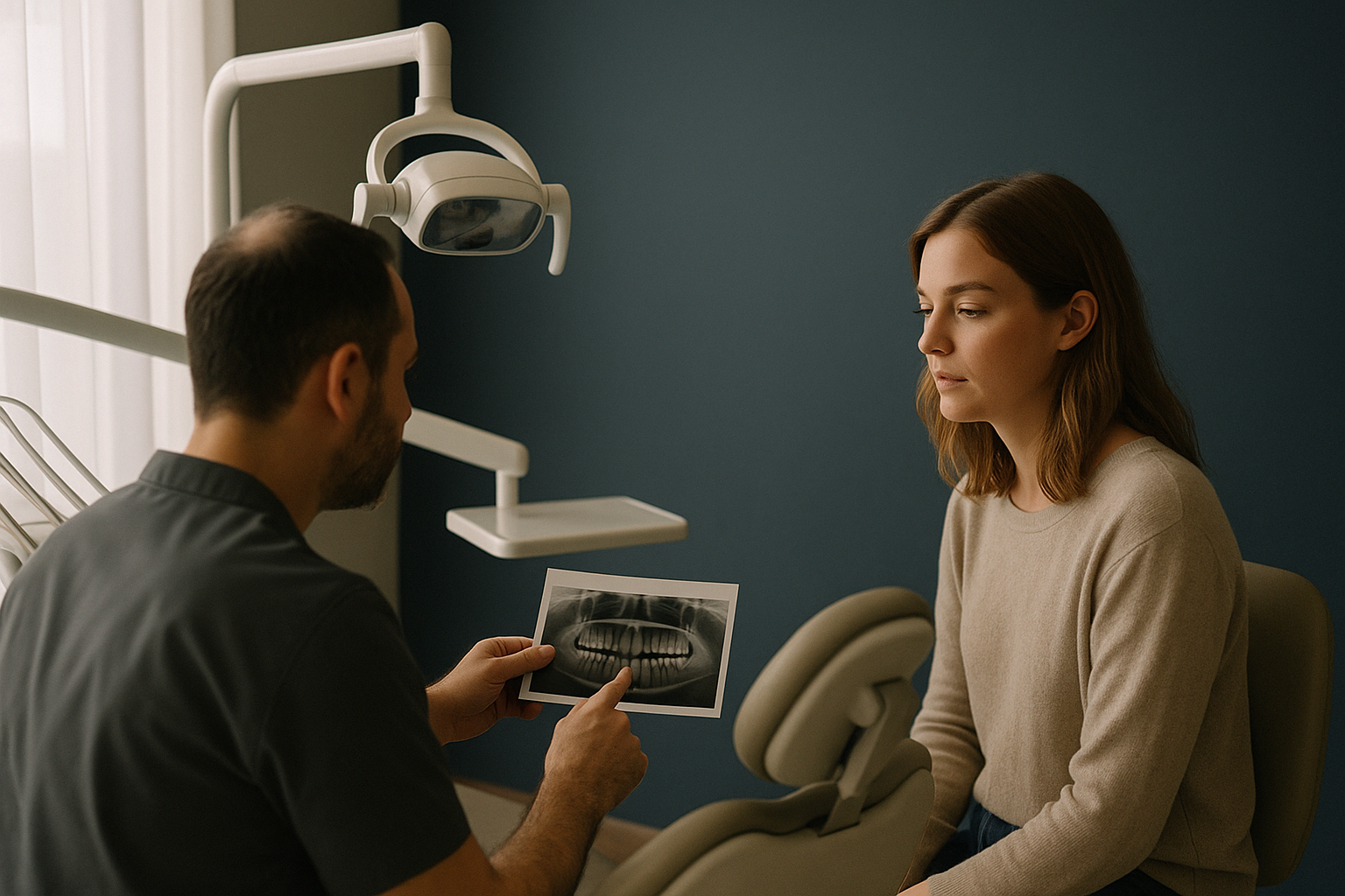 A dentist and patient discussing Hollywood Smile options in a modern Istanbul dental clinic.