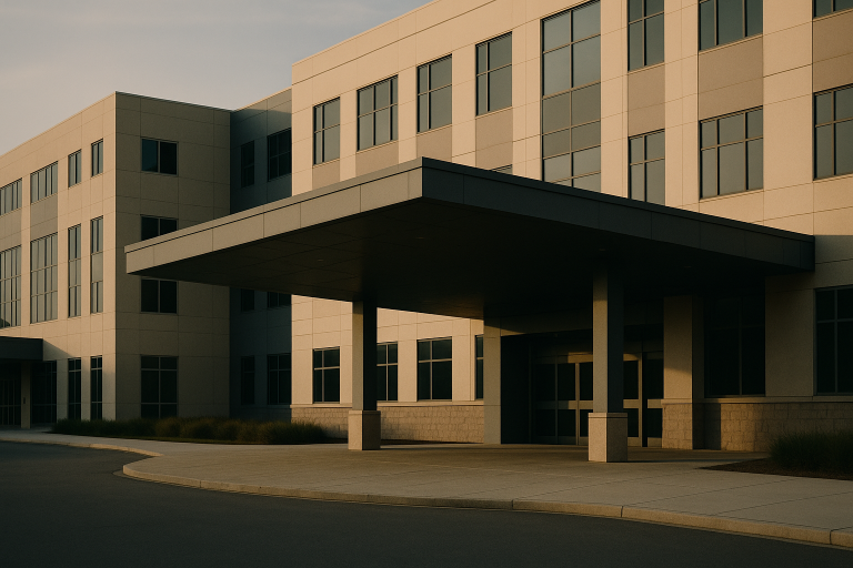 Hospital marketing workspace with data-driven digital marketing tools and international patient engagement charts.