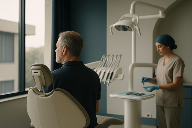 Modern Turkish dental clinic with dental implant equipment, illustrating how much dental implants cost in Turkey.
