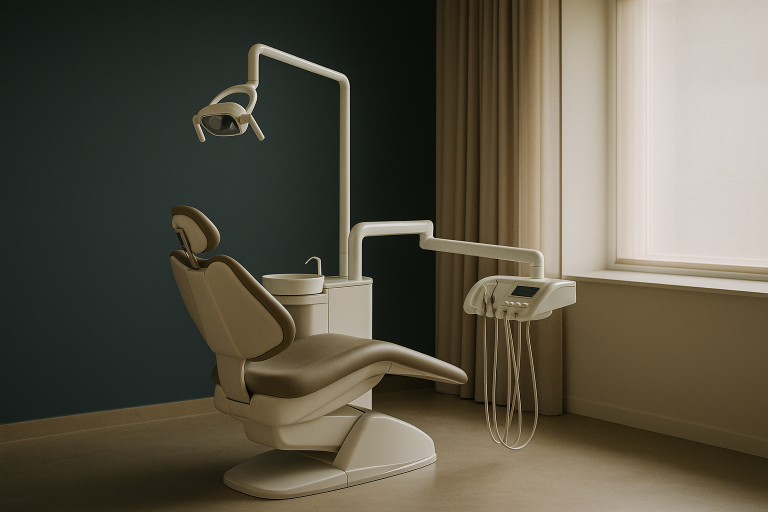 Dentist preparing veneers in a modern Turkish dental clinic.