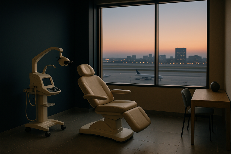 Modern hair transplant clinic in Turkey with advanced equipment and consultation setting.