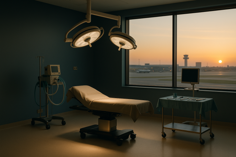 Hairline lowering surgery in a modern operating theatre.