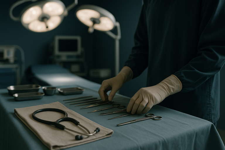 Modern operating theatre setup for rhinoplasty surgery, illustrating how much is the rhinoplasty with advanced medical equipment.