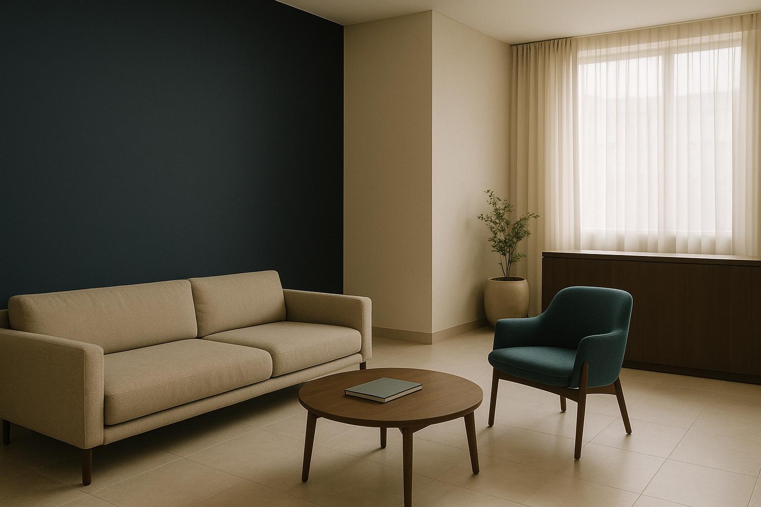 Modern clinic reception area in Istanbul, ideal for hair replacement consultations.